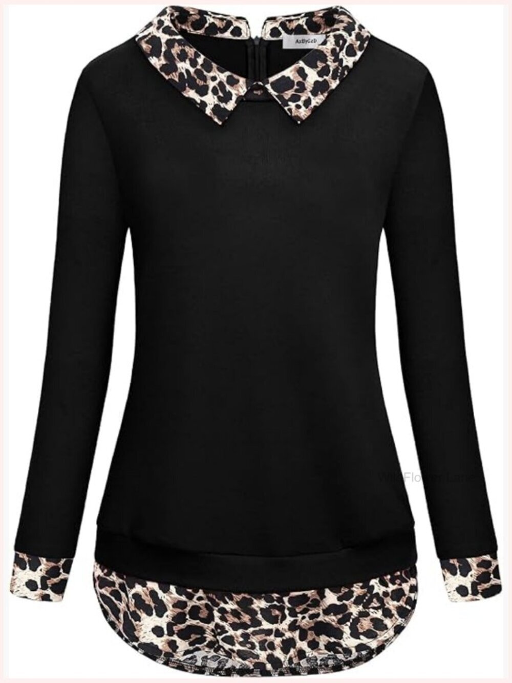 2 in 1 Blouse Sweater Combo Contrast Collar Long Sleeve Tunic Pullover Top